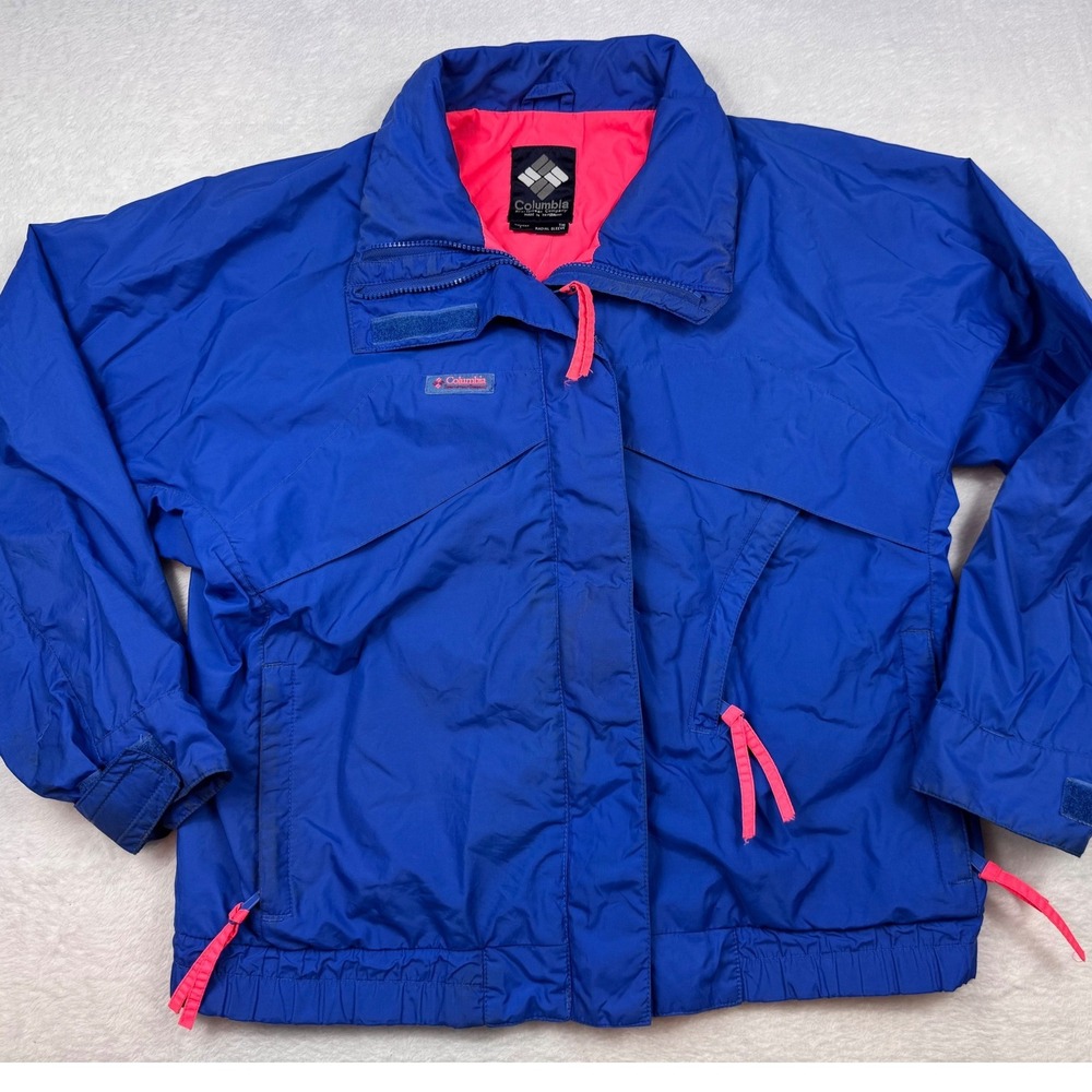 Columbia Whirlibird Vintage 90s Womens L Blue Radial Sleeve Jacket Windbreaker‎